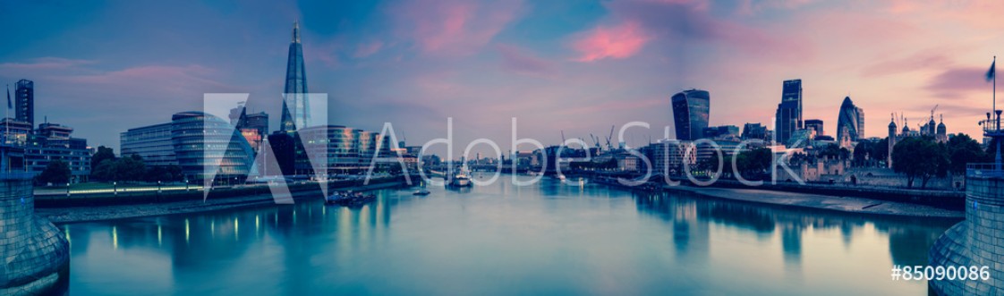 Picture of Panoramic view on London and Thames at twilight from Tower Brid